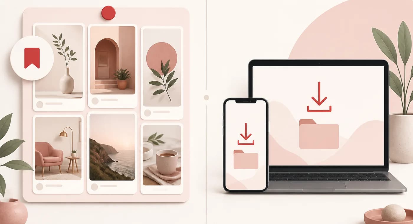 Pinterest Save vs Download Difference between saving a Pinterest pin to a board and downloading the file to a phone or PC